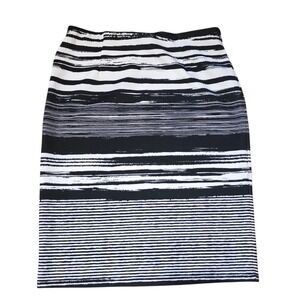 Cato Black White Striped Pencil Skirt Career Work Office Womens Medium M
